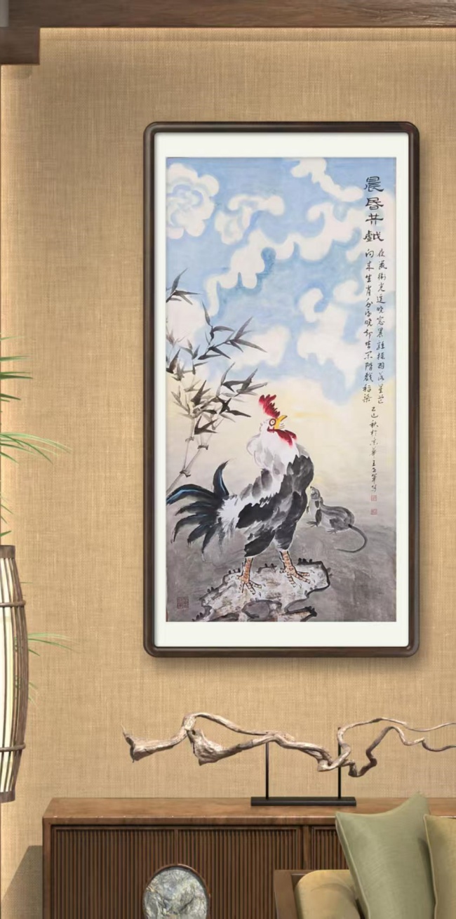 十二生肖系列国画《晨昏共戏》创作谈——以鸡与鼠的意象重构为核心(图3)